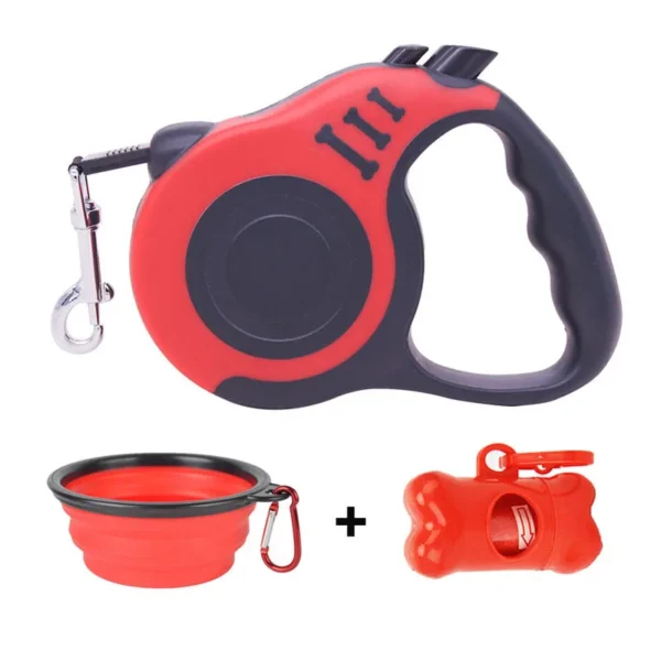 Retractable Dog Leash Kit with Poop Bag Dispenser & Bowl